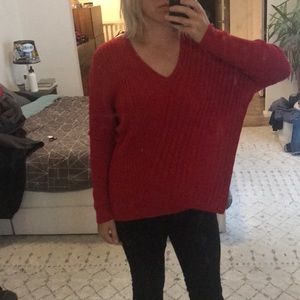 Lafayette 148 New York red drape front sweater